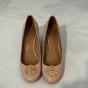 Tory Burch Blush Loafers with Gold Emblem